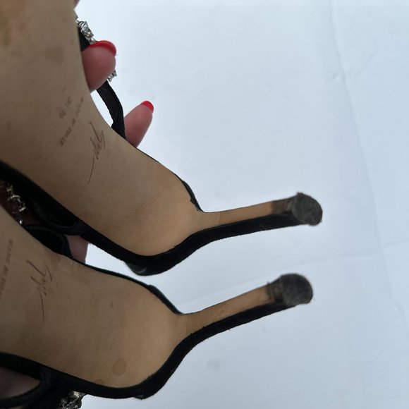 Giuseppe Zanotti Harmony Cometa Sandals Black Suede Star Crystal Studs Eu 38.5 - Picture 13 of 14